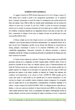 Impacts environnementaux des réfugiés en Afrique de l'Ouest