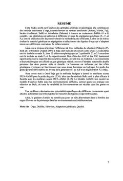 Amélioration Génétique de l'Orge de printemps (Hordeum vulgare L.)