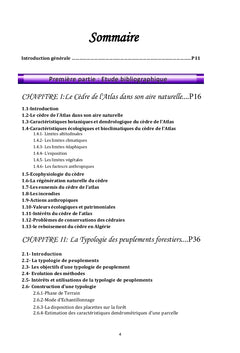 La typologie de la cédraie du Parc National de Théniet El Had