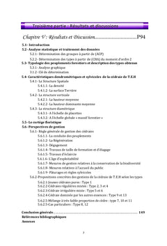 La typologie de la cédraie du Parc National de Théniet El Had
