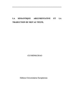 La sémantique argumentative et la traduction du mot au texte