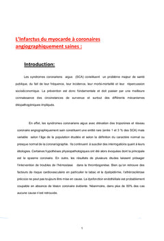 L'infarctus du myocarde à coronaires angiographiquement saines