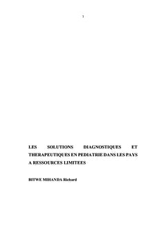 Les Solutions Diagnostiques et Thérapeutiques en Pédiatrie