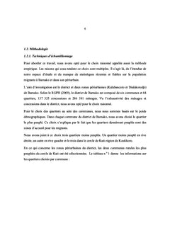Migration interne à destination du district de Bamako et environs