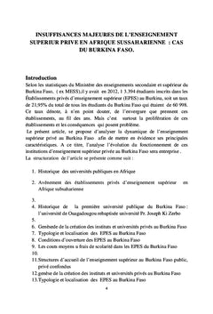 Insuffisances majeures de l'enseignement supérieur privé en Afrique Subsaharienne: