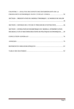 Déterminants de la croissance économique dans l'UEMOA