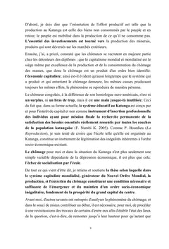 Chômage et nouvel ordre socio-économique au Katanga