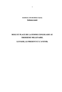 Rôle et place de la femme Congolaise au troisième millénaire