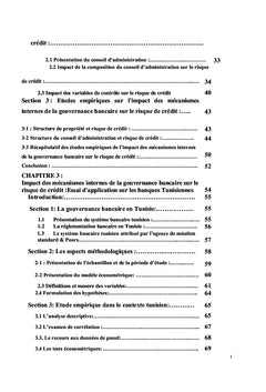 Mécanismes internes de la gouvernance bancaire et risques de crédits