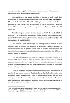 Mécanismes internes de la gouvernance bancaire et risques de crédits