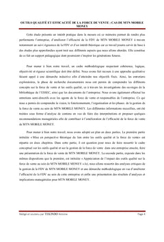 Outils Qualité et efficacité de la Force de vente