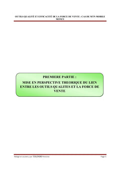 Outils Qualité et efficacité de la Force de vente