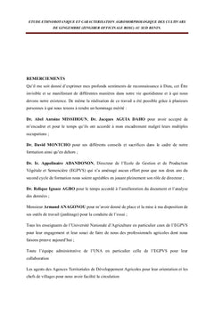 Etude ethnobotanique et caractérisation agromorphologique