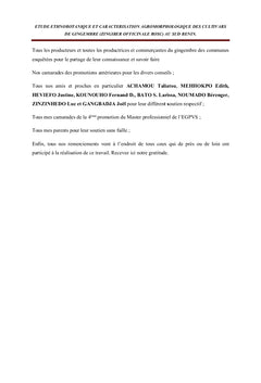 Etude ethnobotanique et caractérisation agromorphologique