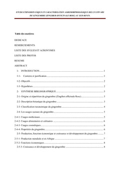 Etude ethnobotanique et caractérisation agromorphologique