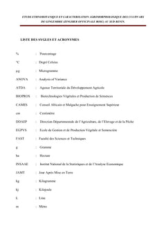 Etude ethnobotanique et caractérisation agromorphologique