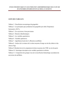 Etude ethnobotanique et caractérisation agromorphologique