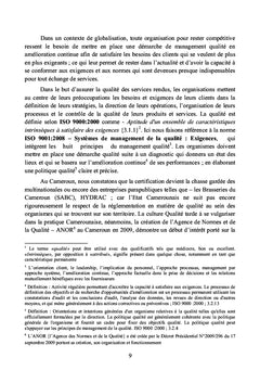 Mise en place progressive d'une démarche qualité