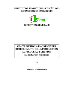 Analyse des Déterminants de la Production Agricole au Burundi