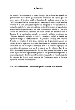 Analyse des Déterminants de la Production Agricole au Burundi