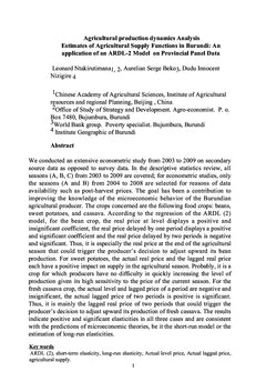 Agricultural production dynamic Analysis