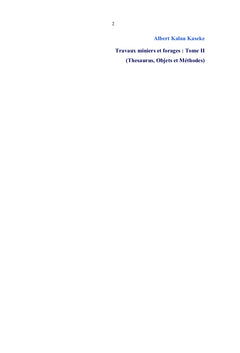 Travaux miniers et forages : Tome II (Thesaurus, Objets et Méthodes)