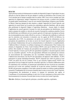 Conseil Agricole au Bénin