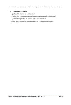 Conseil Agricole au Bénin