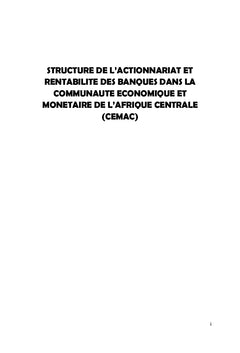 Structure de l'actionnariat et rentabilité des banques dans la CEMAC