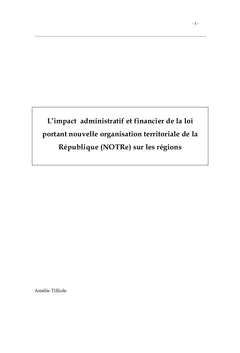 L'impact administratif et financier de la loi NOTRe sur les régions