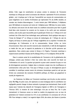 Économie Numérique et Croissance Économique au Cameroun