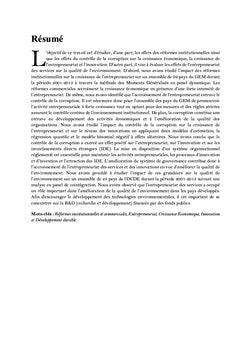 Entrepreneuriat, croissance économique et qualité de l'environnement