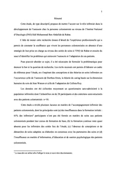 Le développement de l'autosoin chez les patients stomisés