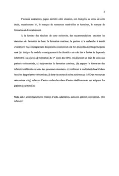 Le développement de l'autosoin chez les patients stomisés