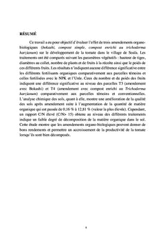 Amendements organo-biologiques sur la production de tomate