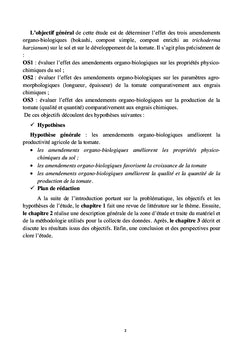 Amendements organo-biologiques sur la production de tomate