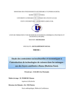 Étude des contraintes socioculturelles et économiques