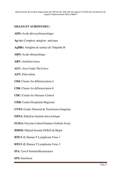 Valeur diagnostique des TDR de VIH, VHB, VHC par rapport à l'ELISA