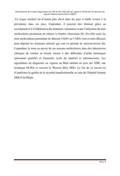 Valeur diagnostique des TDR de VIH, VHB, VHC par rapport à l'ELISA