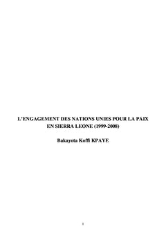 L'engagement des Nations unies pour la paix en Sierra Leone:1999-2008