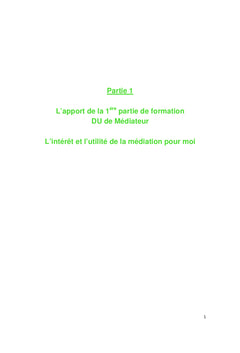 L'apport de la 1ère partie de formation DU de médiateur