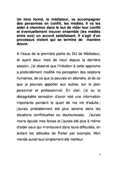 L'apport de la 1ère partie de formation DU de médiateur