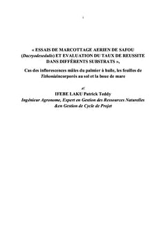 La multiplication végétative des arbres fruitiers, cas de Safoutier