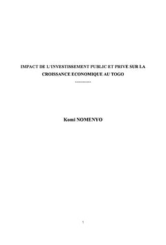 Investissements Publics et Privés sur la Croissance Économique au Togo