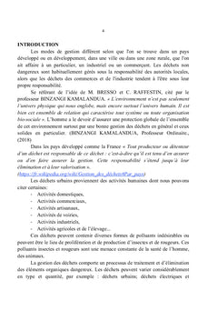 "Kin poubelle" ! : Problématique pour un développement durable