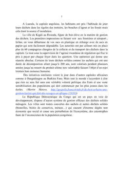"Kin poubelle" ! : Problématique pour un développement durable