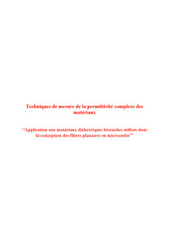 Techniques de mesure de la permittivité complexe des matériaux