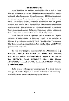 Formation du prix du bétail au marché de Pk 13, Bangui