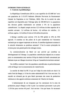 Formation du prix du bétail au marché de Pk 13, Bangui