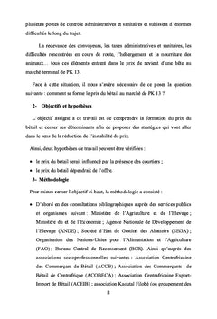 Formation du prix du bétail au marché de Pk 13, Bangui